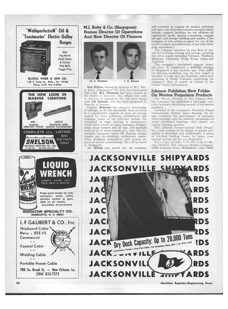 Maritime Reporter Magazine, page 52,  Jul 1970