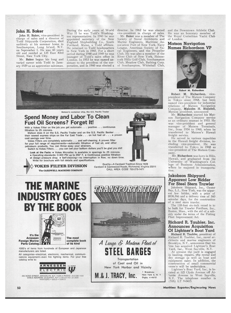 Maritime Reporter Magazine, page 50,  Oct 1970