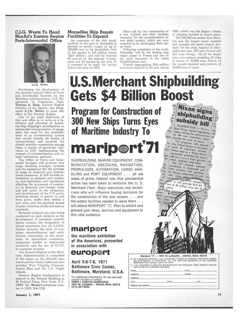 Maritime Reporter Magazine, page 9,  Jan 1971