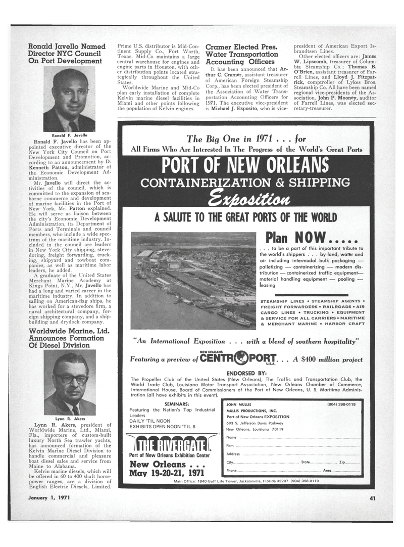Maritime Reporter Magazine, page 39,  Jan 1971