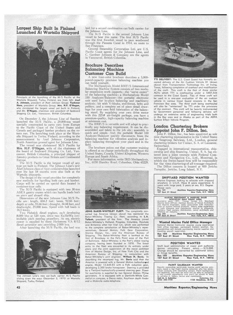 Maritime Reporter Magazine, page 40,  Jan 1971