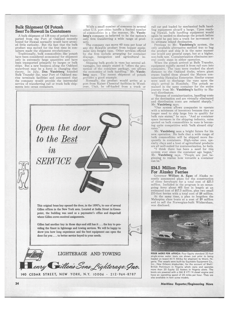 Maritime Reporter Magazine, page 30,  Feb 15, 1971