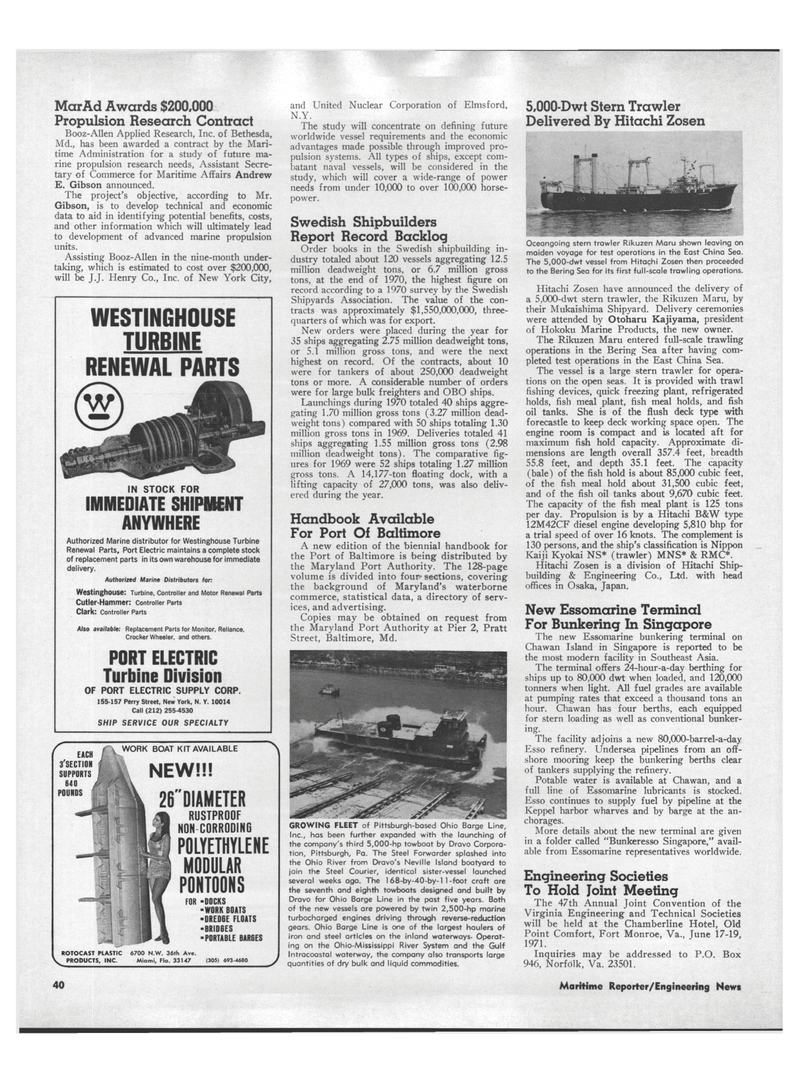 Maritime Reporter Magazine, page 36,  Feb 15, 1971