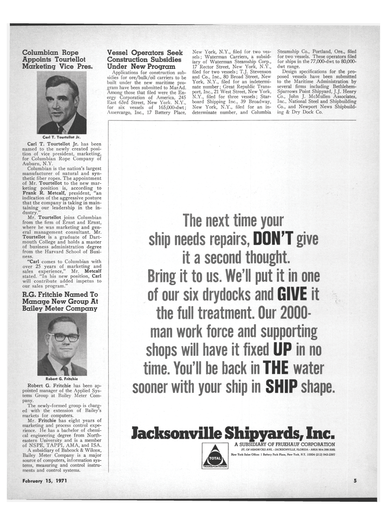 Maritime Reporter Magazine, page 3,  Feb 15, 1971
