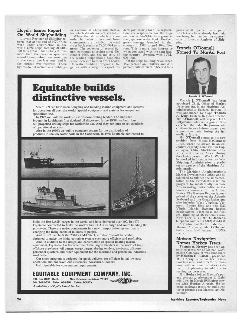 Maritime Reporter Magazine, page 22,  Mar 1971