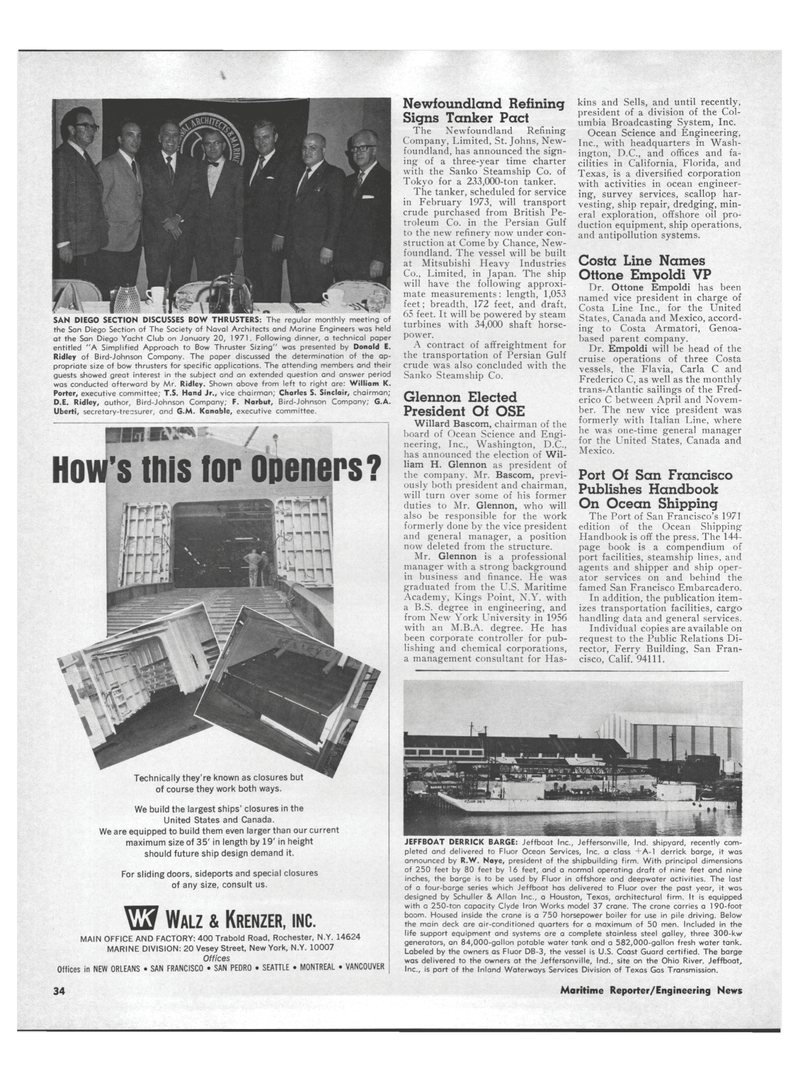 Maritime Reporter Magazine, page 32,  Mar 1971
