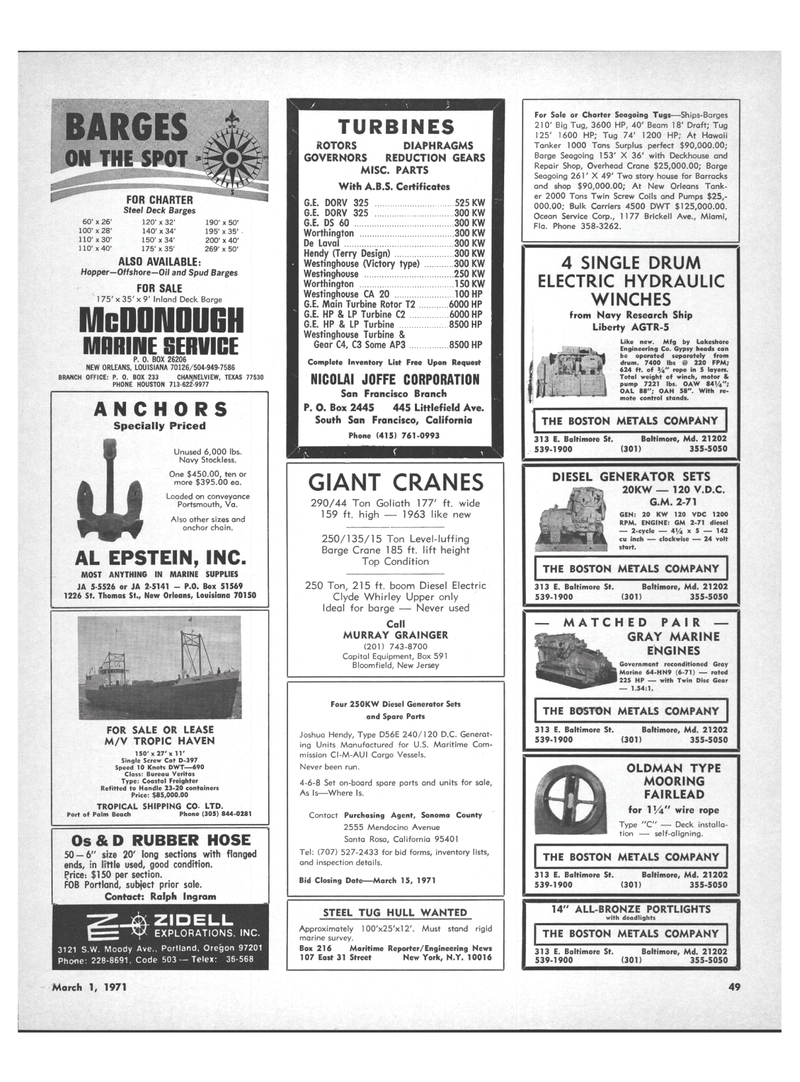 Maritime Reporter Magazine, page 47,  Mar 1971