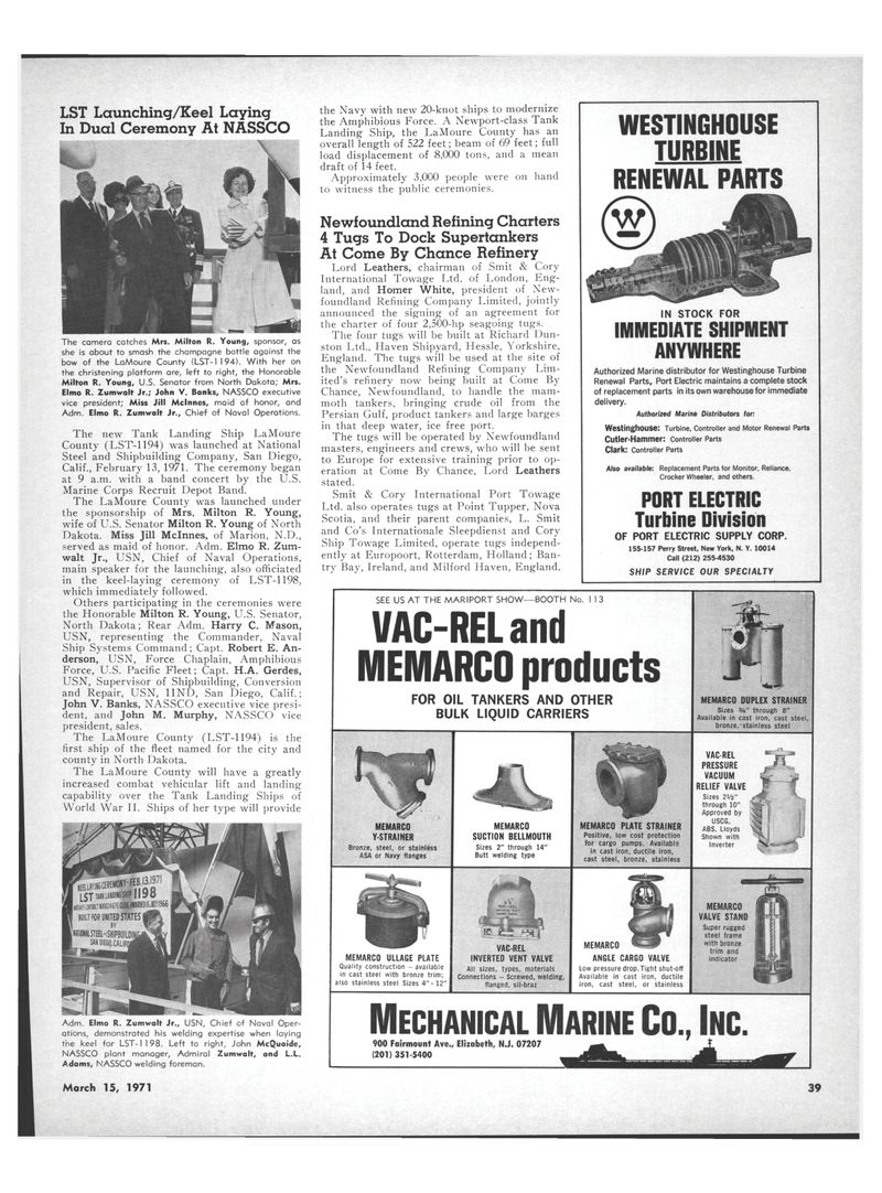 Maritime Reporter Magazine, page 3rd Cover,  Mar 15, 1971