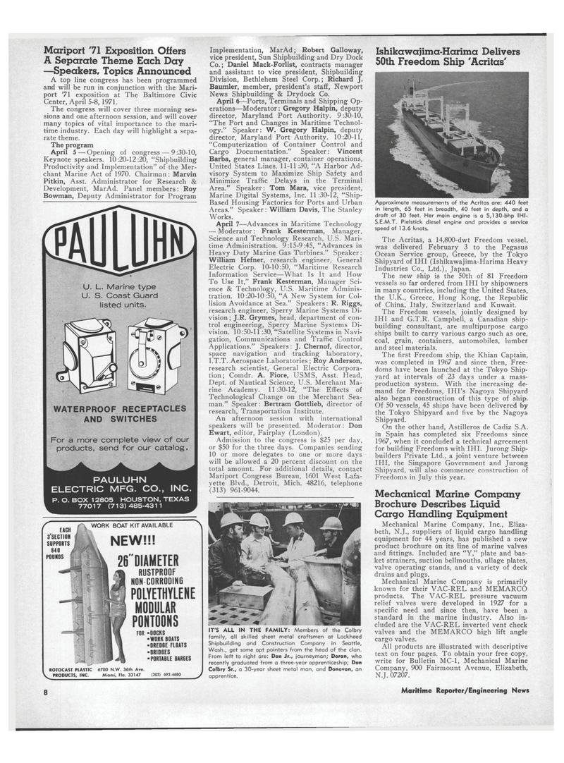 Maritime Reporter Magazine, page 6,  Mar 15, 1971