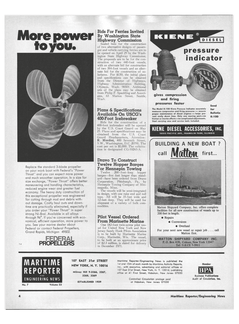 Maritime Reporter Magazine, page 2,  Apr 1971