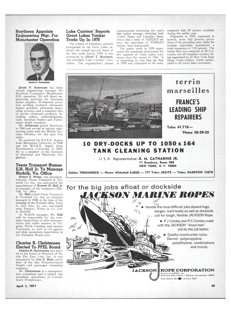Maritime Reporter Magazine, page 43,  Apr 1971
