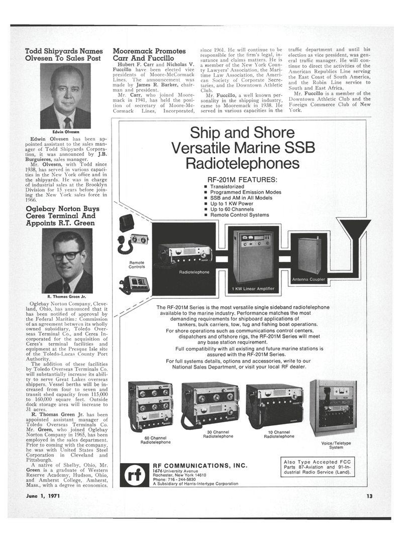 Maritime Reporter Magazine, page 11,  Jun 1971