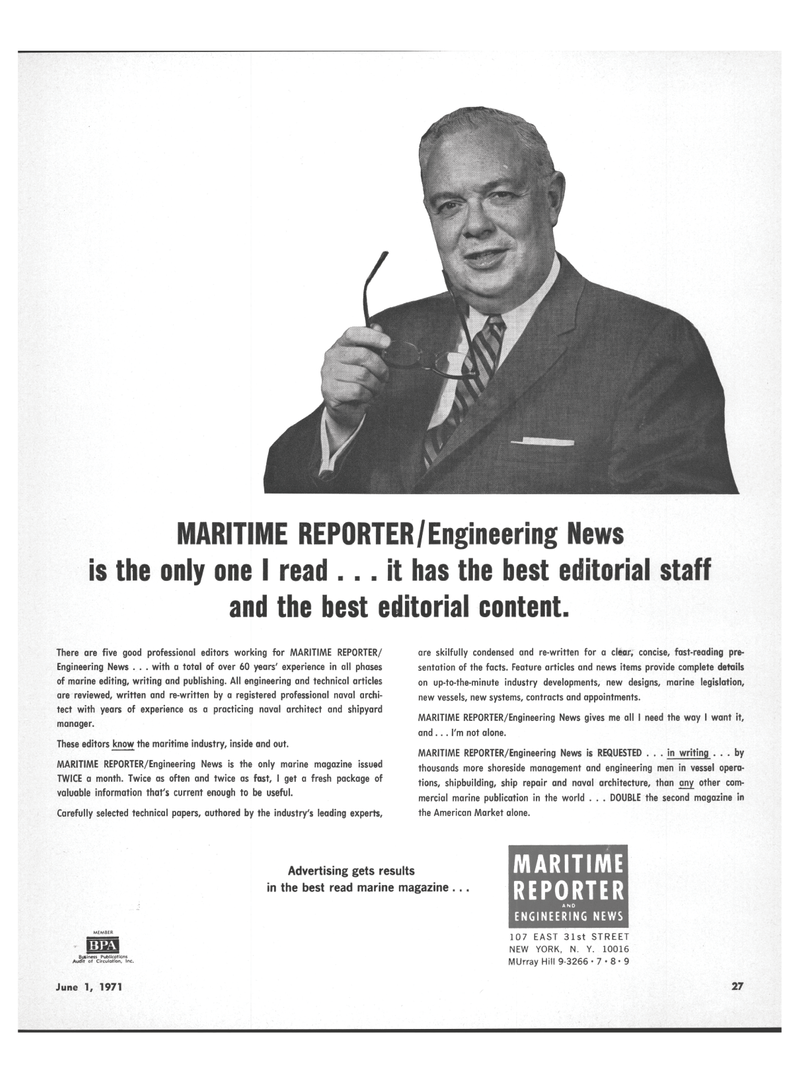 Maritime Reporter Magazine, page 25,  Jun 1971