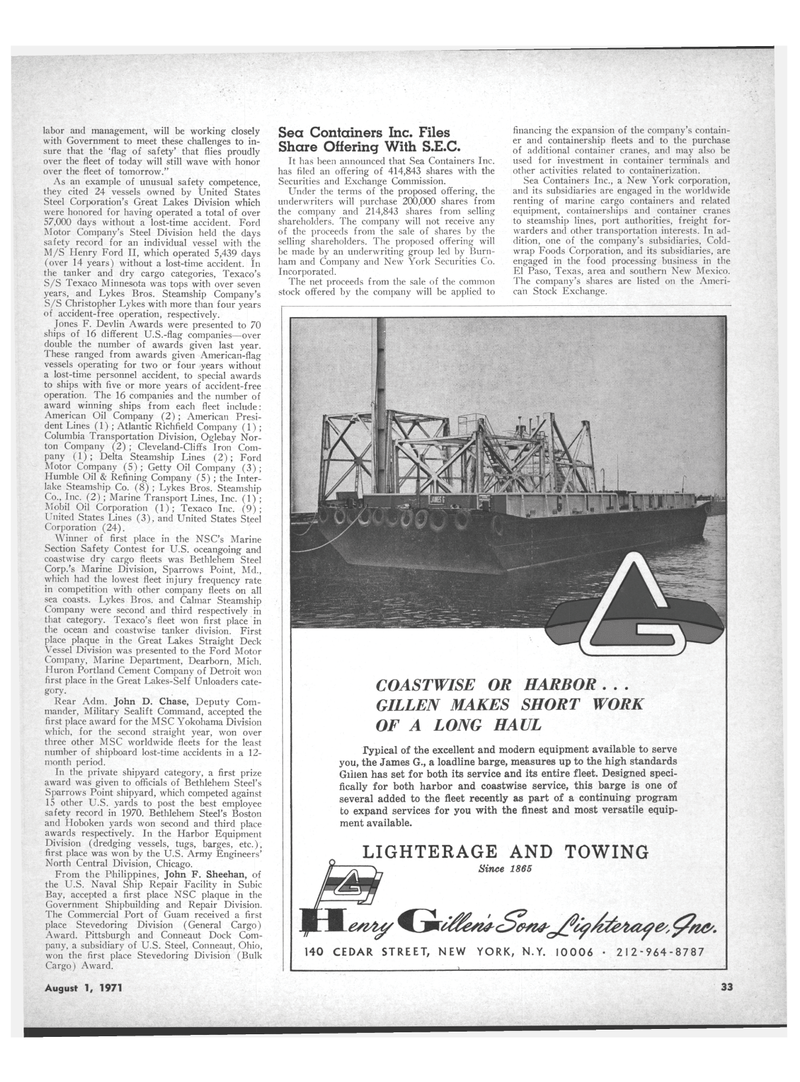 Maritime Reporter Magazine, page 31,  Aug 1971