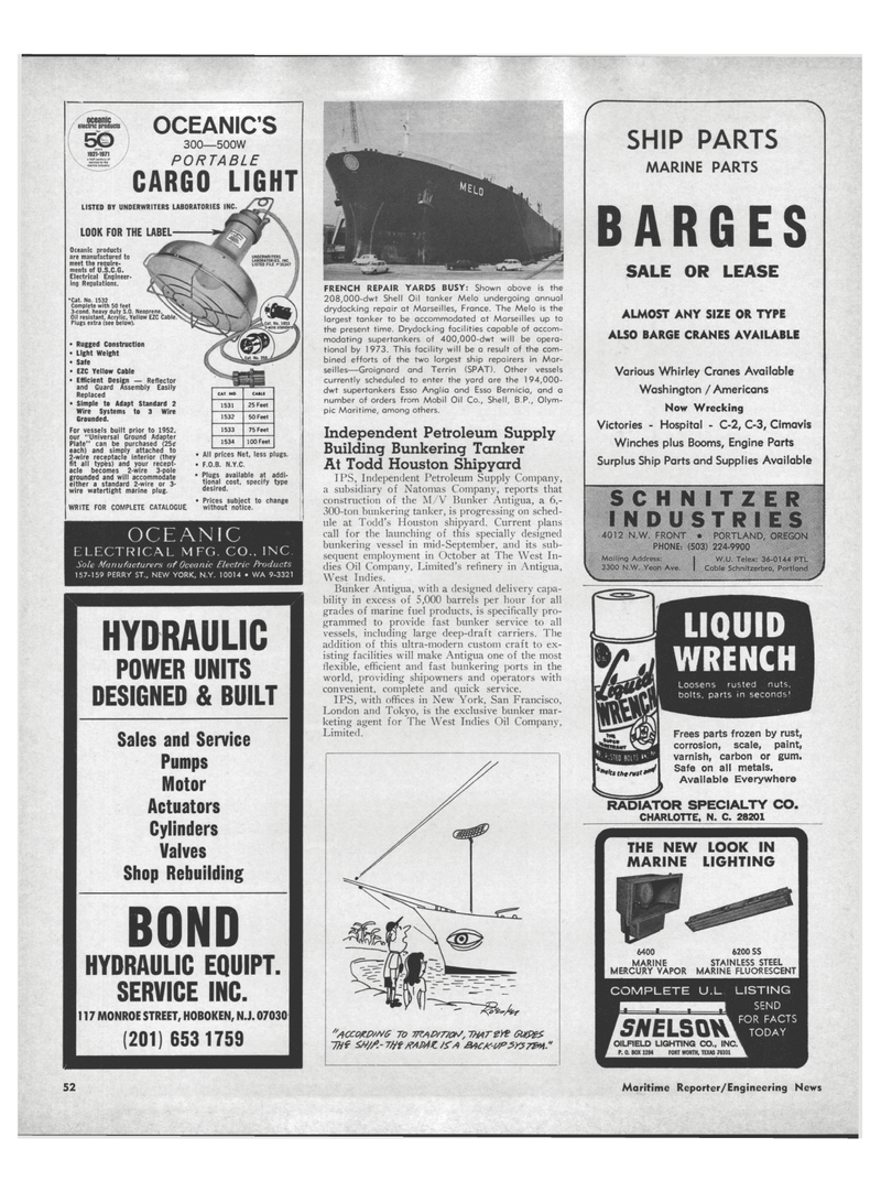 Maritime Reporter Magazine, page 52,  Aug 1971