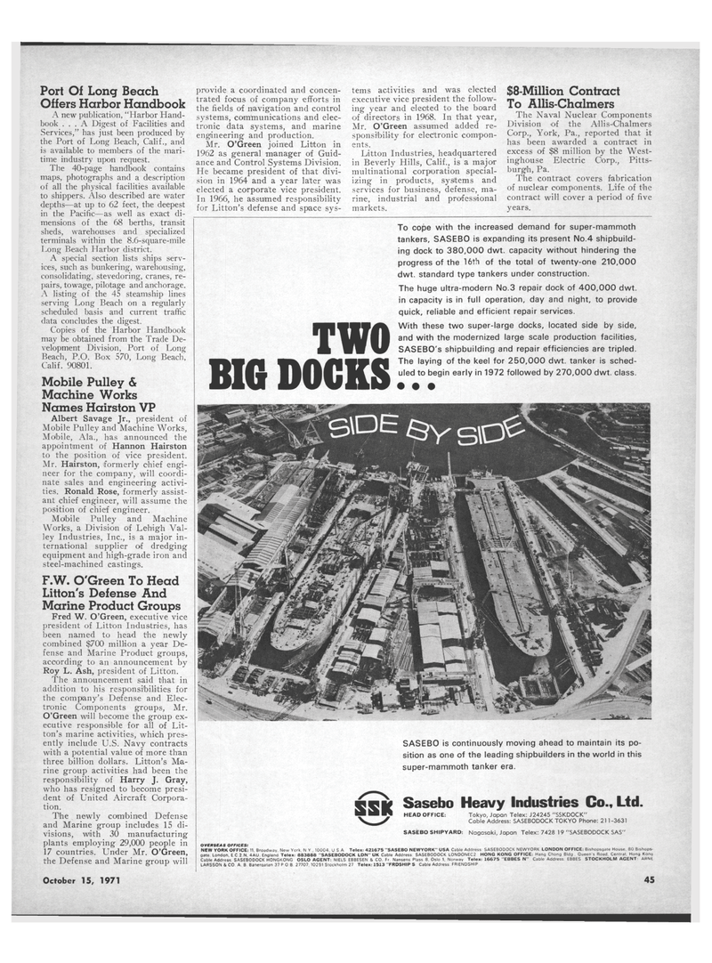 Maritime Reporter Magazine, page 41,  Oct 15, 1971
