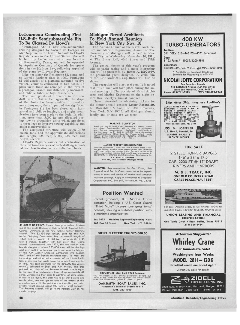Maritime Reporter Magazine, page 44,  Oct 15, 1971