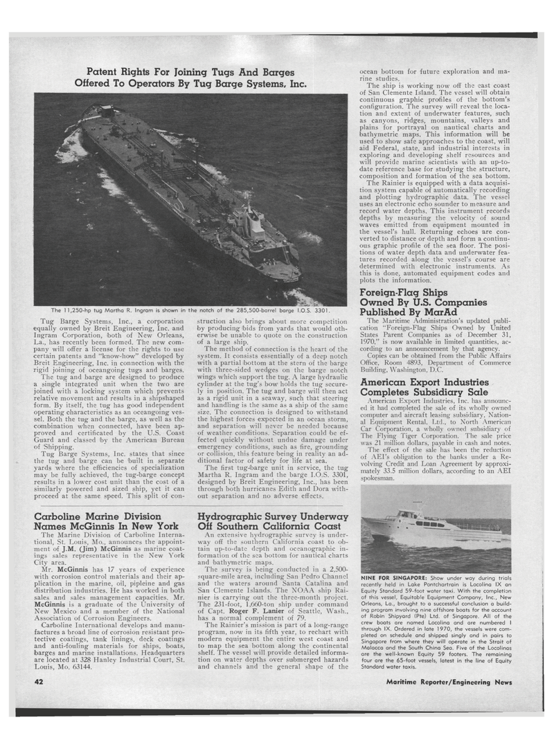 Maritime Reporter Magazine, page 40,  Nov 1971