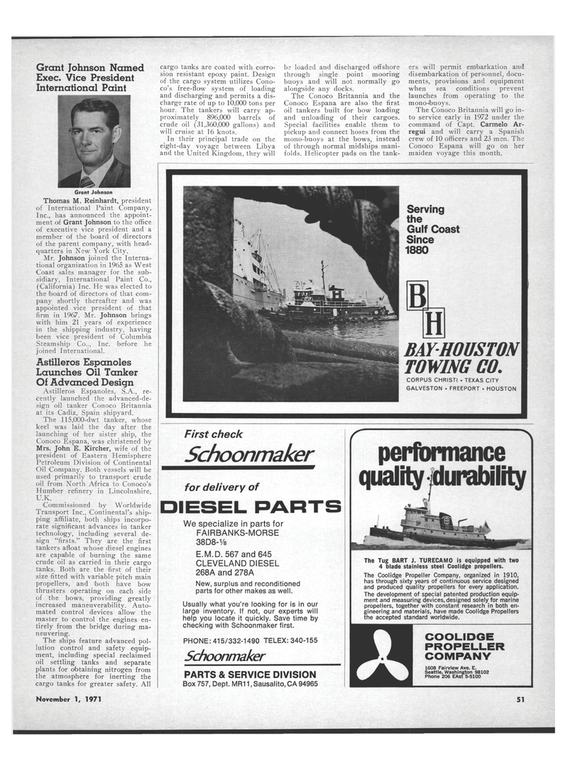 Maritime Reporter Magazine, page 51,  Nov 1971