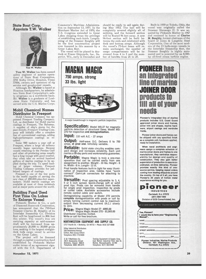 Maritime Reporter Magazine, page 37,  Nov 15, 1971