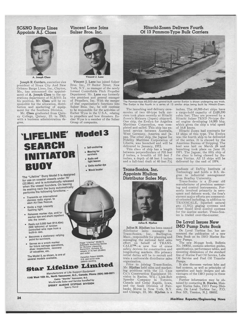 Maritime Reporter Magazine, page 22,  Dec 1971