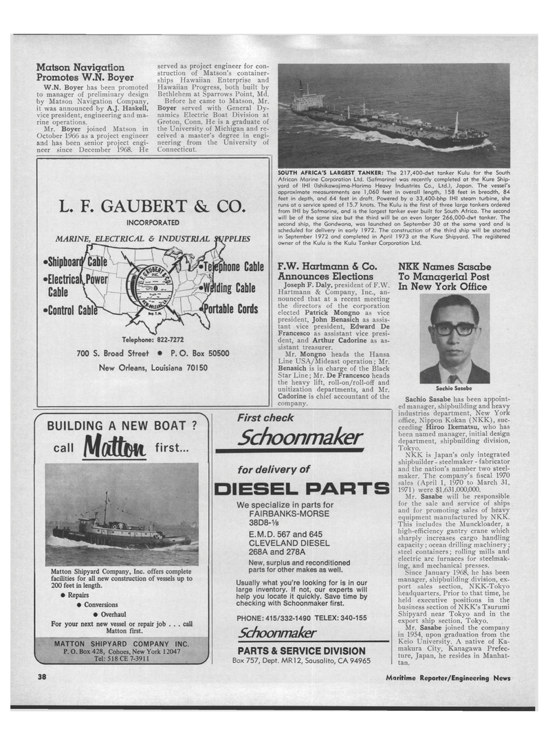 Maritime Reporter Magazine, page 36,  Dec 1971