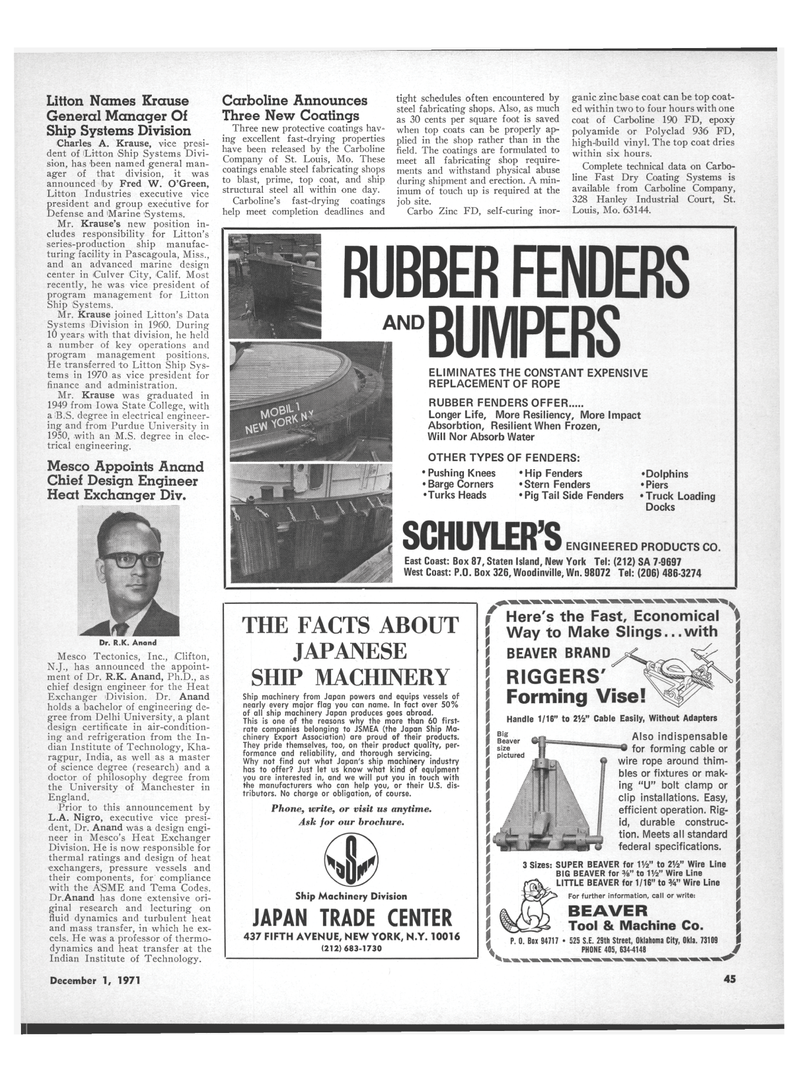 Maritime Reporter Magazine, page 43,  Dec 1971
