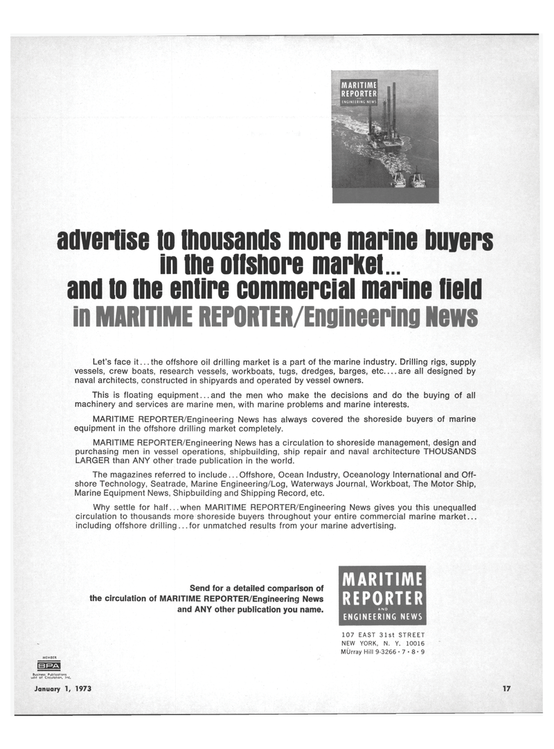 Maritime Reporter Magazine, page 15,  Jan 1973