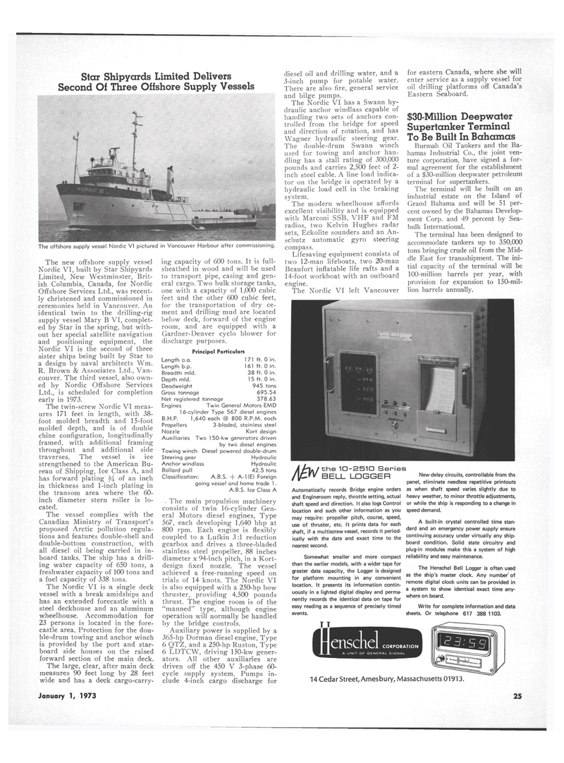 Maritime Reporter Magazine, page 23,  Jan 1973
