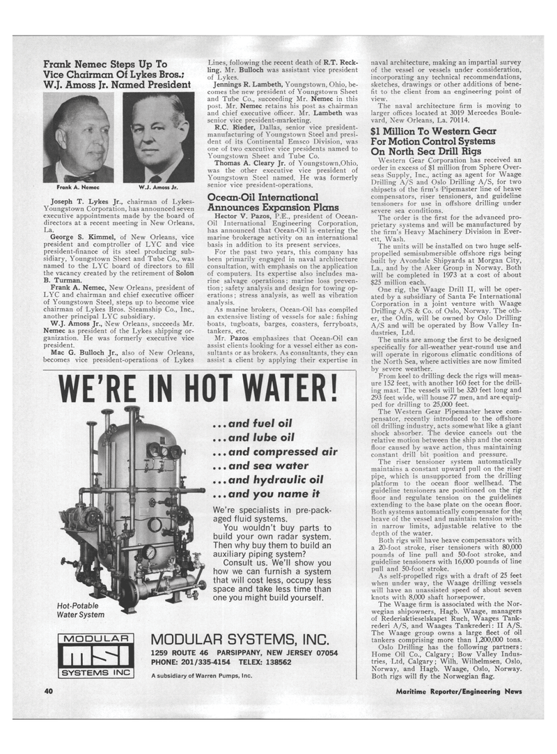 Maritime Reporter Magazine, page 38,  Jan 1973