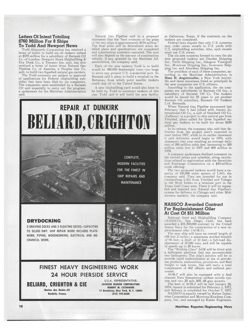 Maritime Reporter Magazine, page 8,  Jan 15, 1973