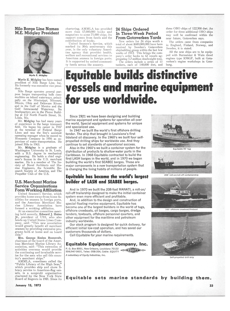 Maritime Reporter Magazine, page 31,  Jan 15, 1973