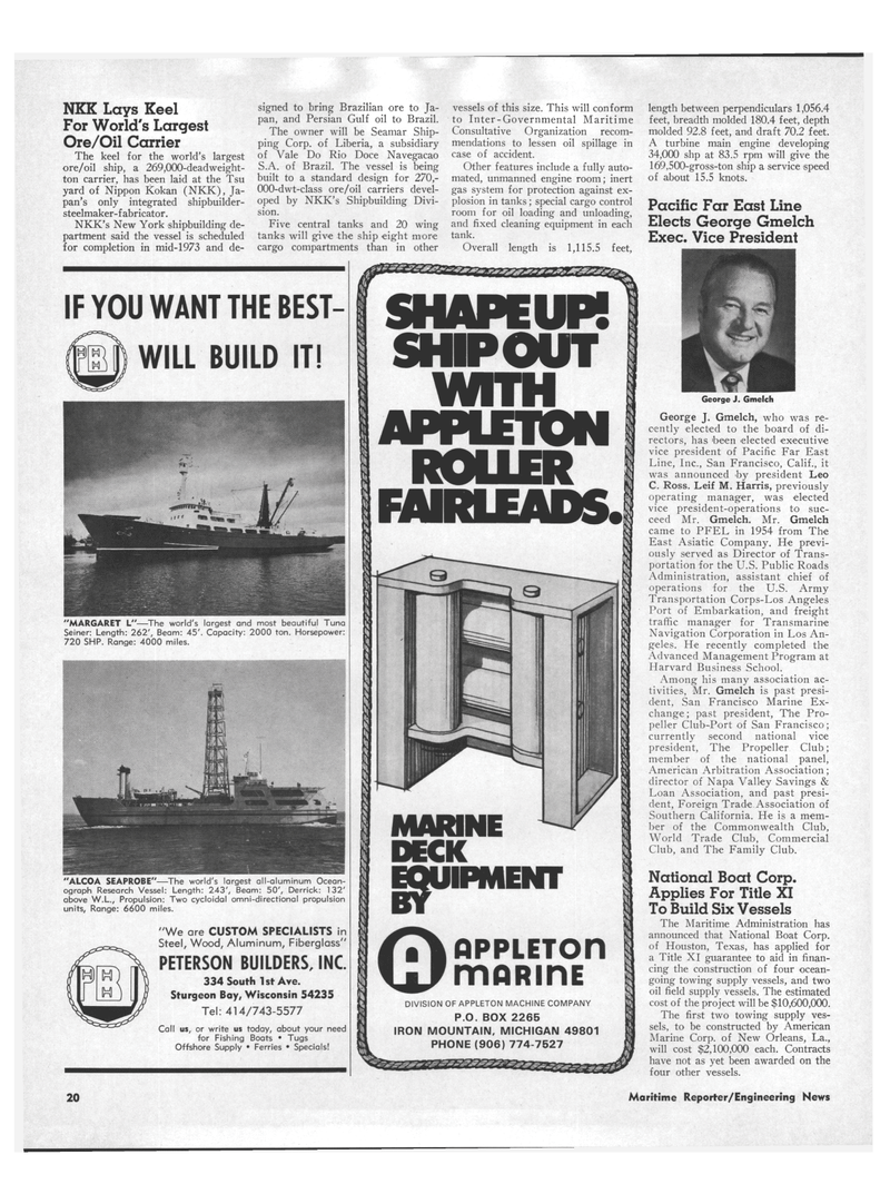 Maritime Reporter Magazine, page 18,  Feb 15, 1973