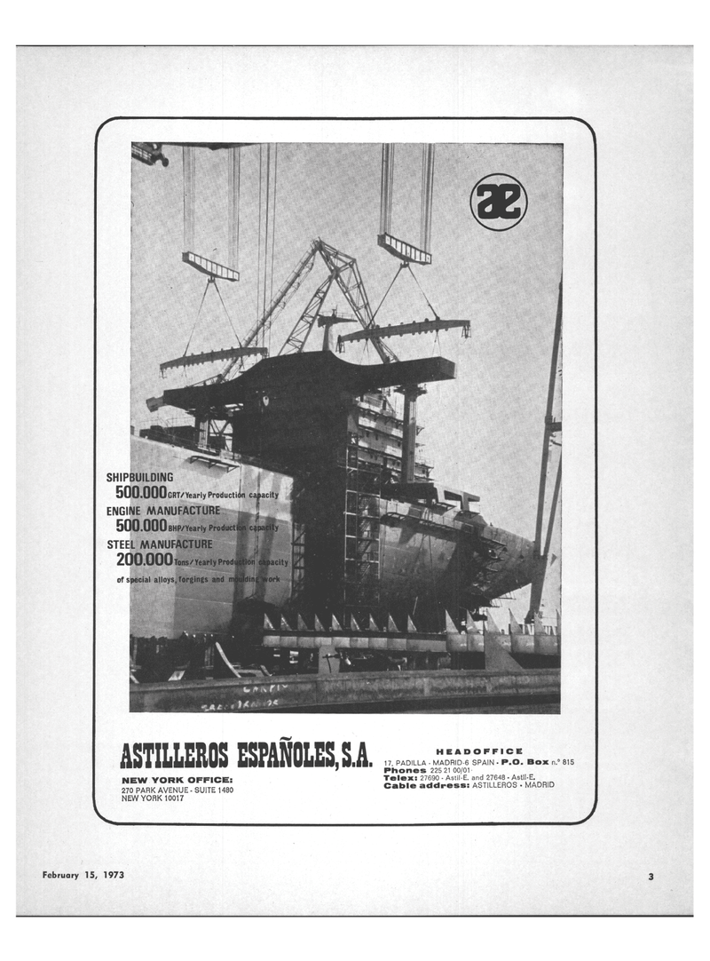 Maritime Reporter Magazine, page 1,  Feb 15, 1973