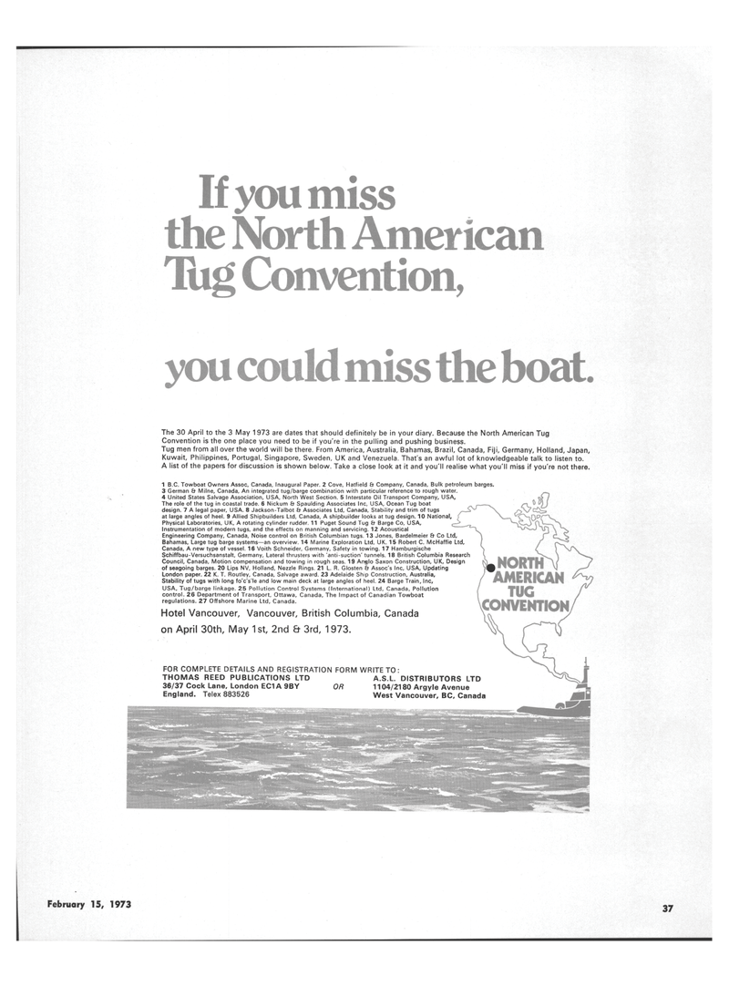 Maritime Reporter Magazine, page 35,  Feb 15, 1973