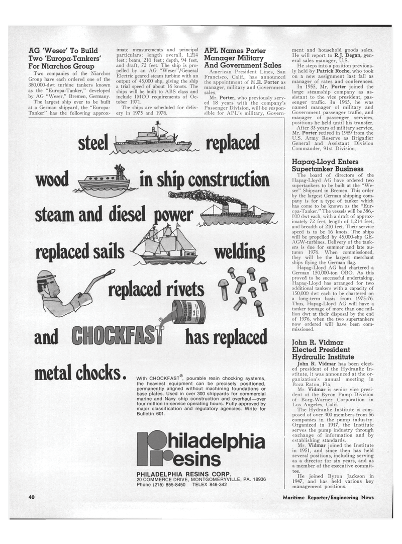 Maritime Reporter Magazine, page 38,  Feb 15, 1973