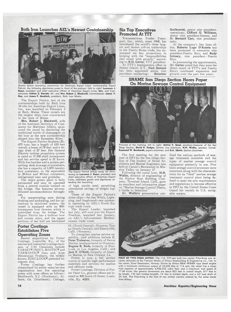 Maritime Reporter Magazine, page 12,  Mar 1973