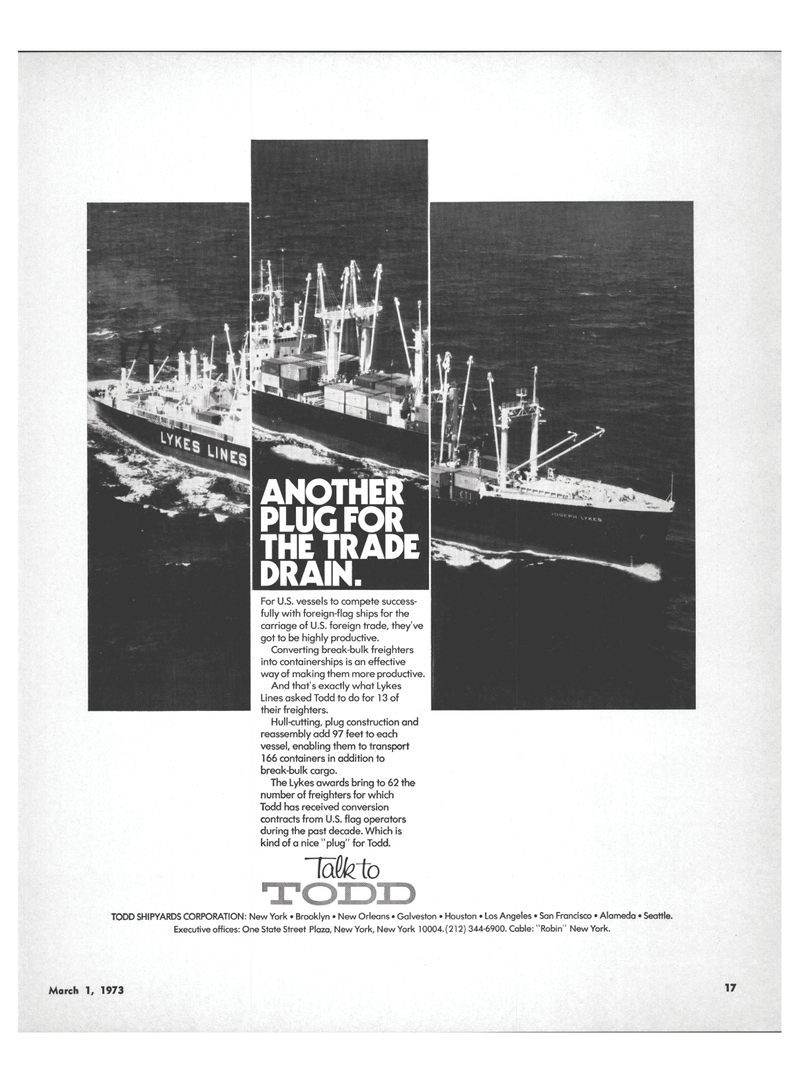 Maritime Reporter Magazine, page 13,  Mar 1973