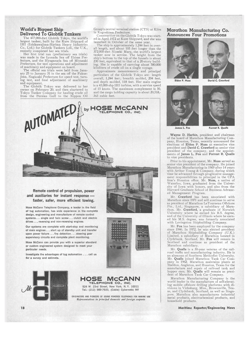Maritime Reporter Magazine, page 14,  Mar 1973