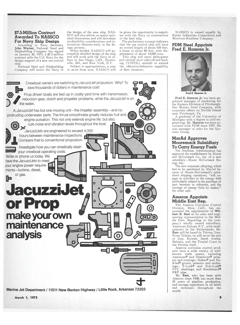 Maritime Reporter Magazine, page 7,  Mar 1973