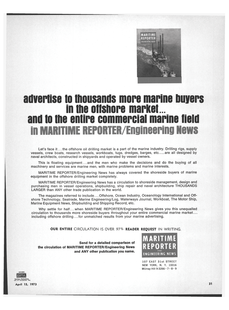 Maritime Reporter Magazine, page 29,  Apr 15, 1973