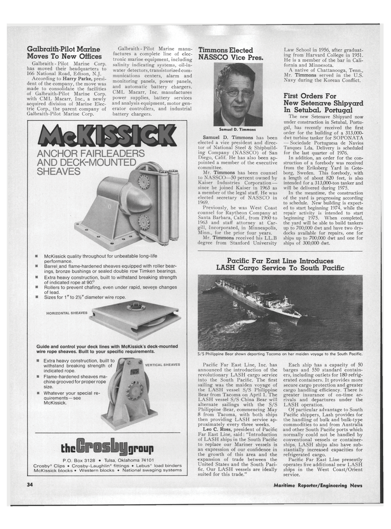Maritime Reporter Magazine, page 32,  Apr 15, 1973