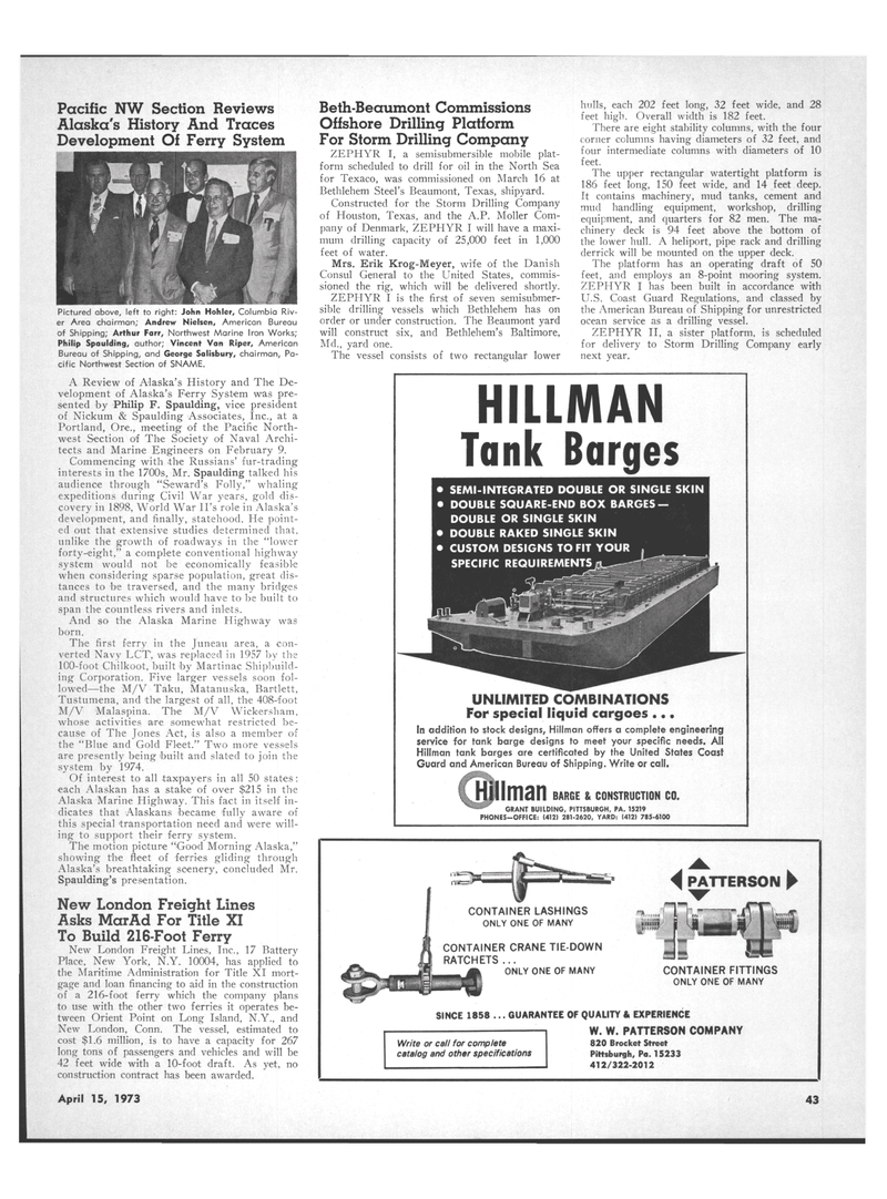 Maritime Reporter Magazine, page 41,  Apr 15, 1973