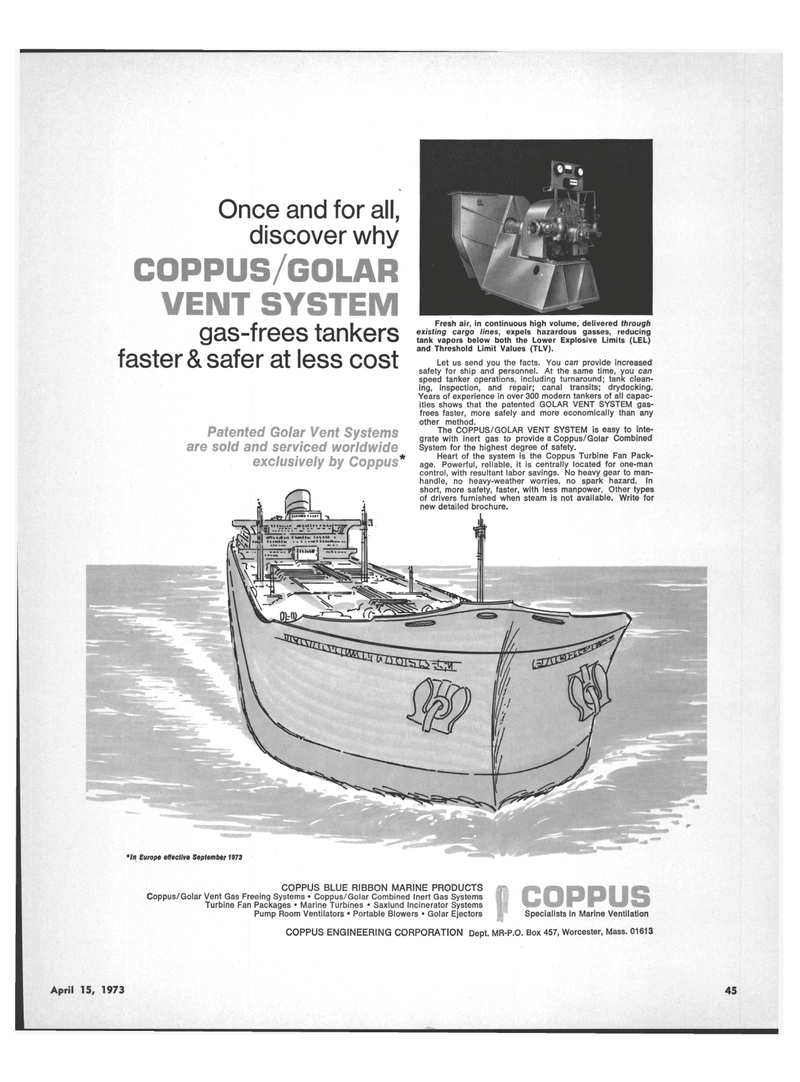 Maritime Reporter Magazine, page 43,  Apr 15, 1973