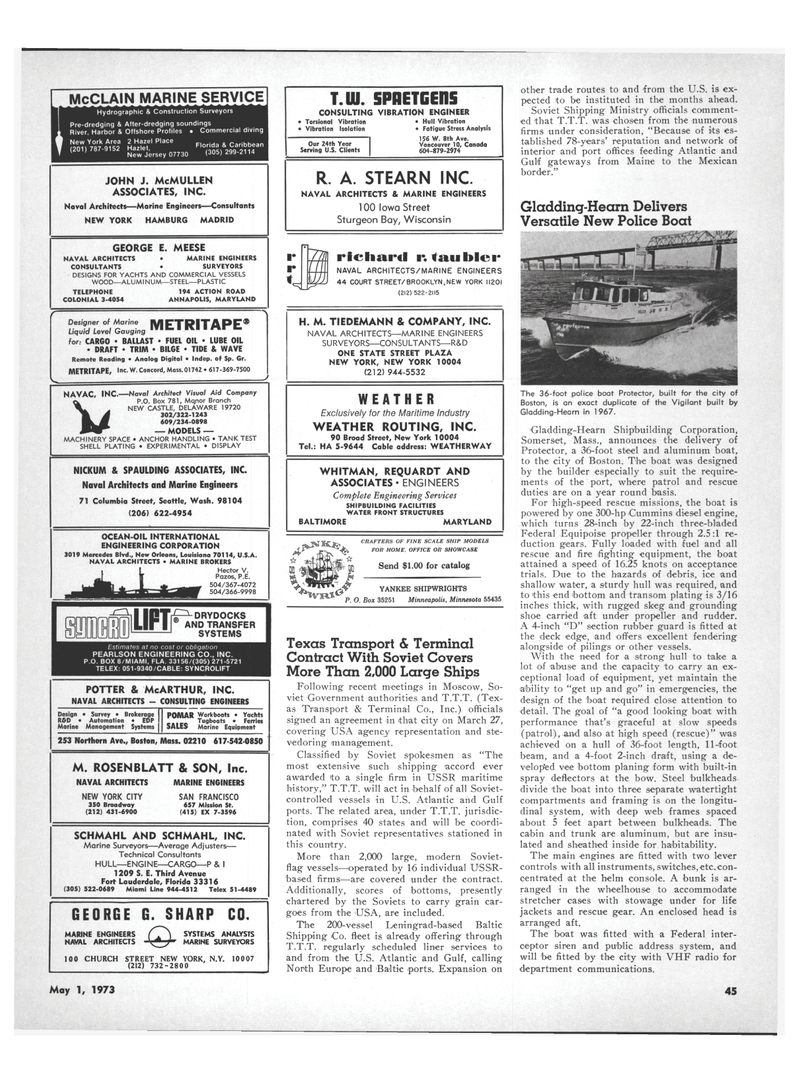 Maritime Reporter Magazine, page 43,  May 1973