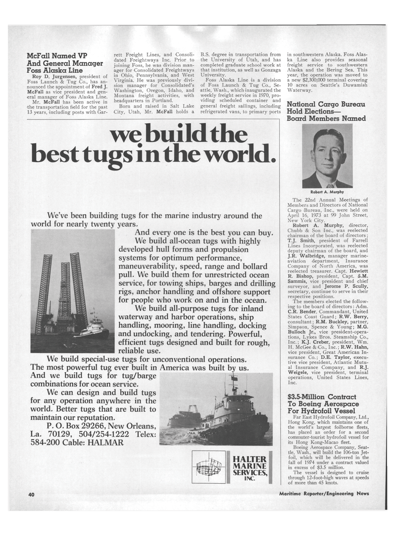 Maritime Reporter Magazine, page 38,  May 15, 1973