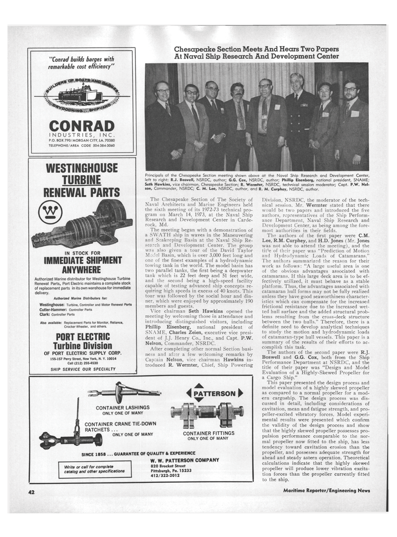 Maritime Reporter Magazine, page 40,  May 15, 1973