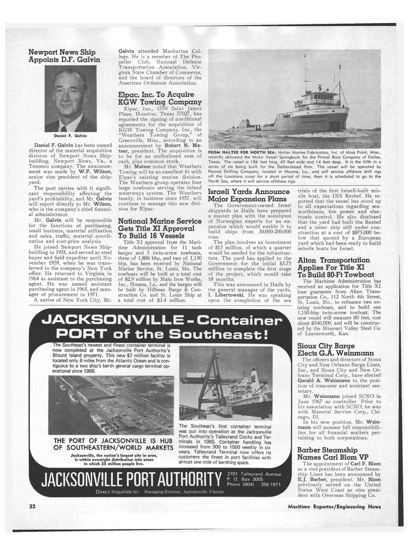 Maritime Reporter Magazine, page 30,  Jun 1973