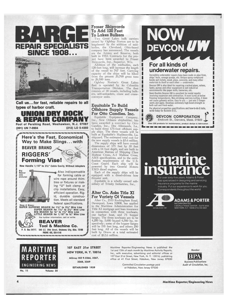 Maritime Reporter Magazine, page 2,  Jun 1973