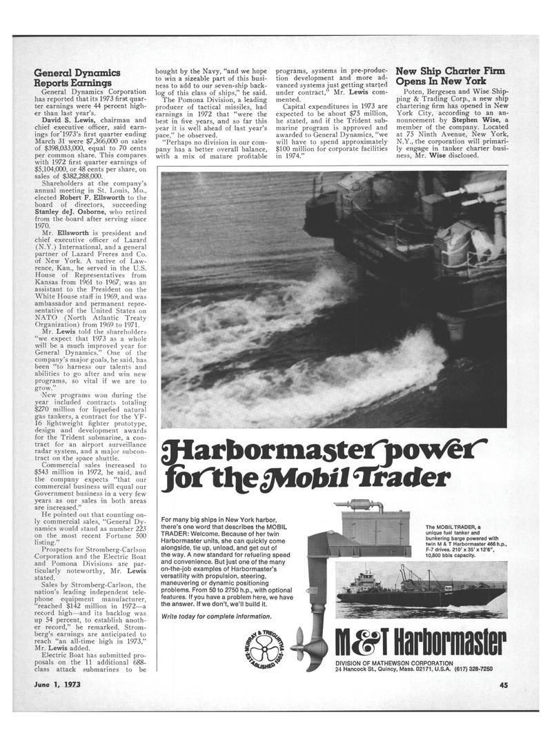Maritime Reporter Magazine, page 43,  Jun 1973